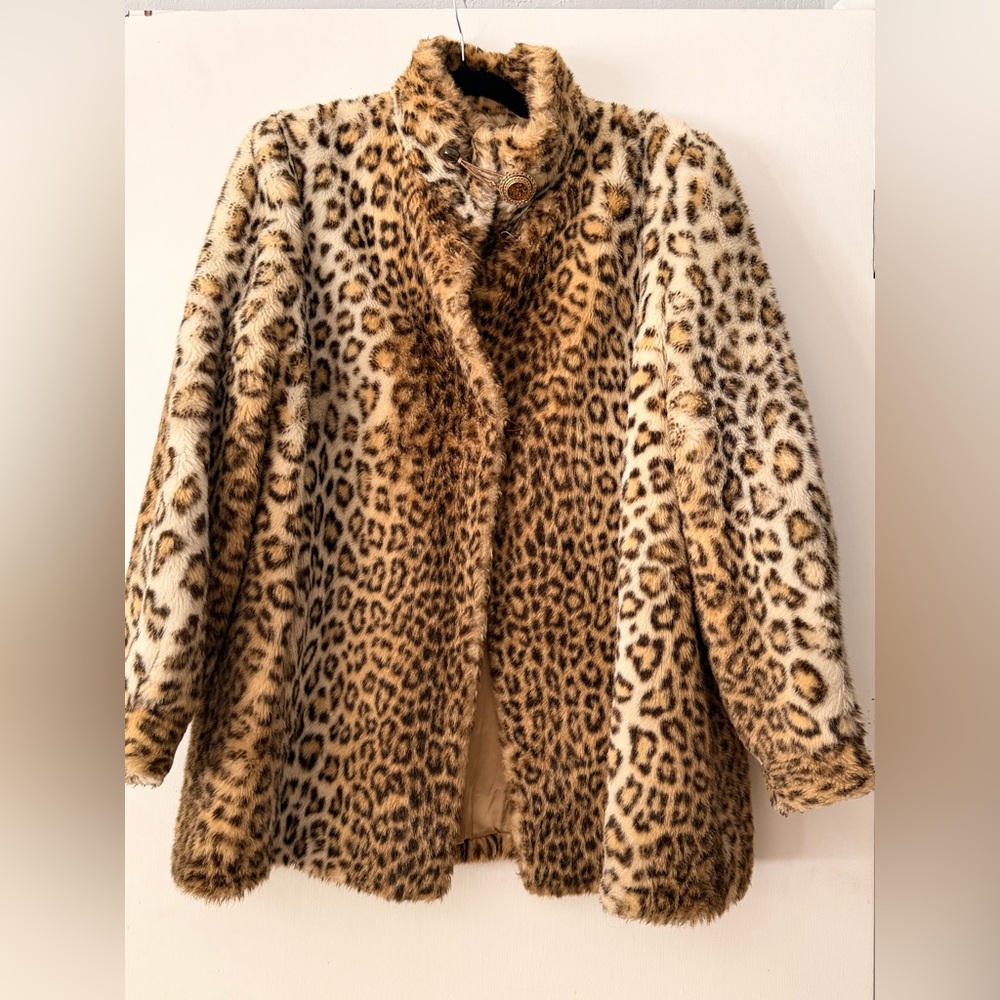 Leopard Print Faux Fur Coat